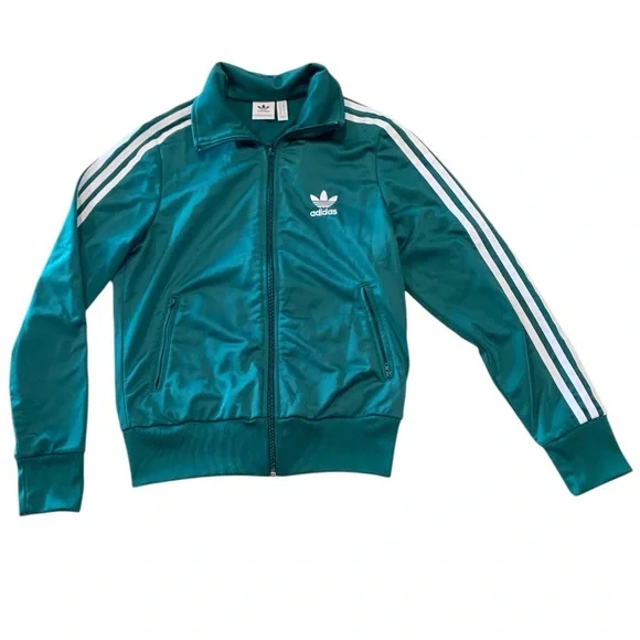 Adidas Green 3 Stripe Zip Front Track Jacket - Picture 4 of 9